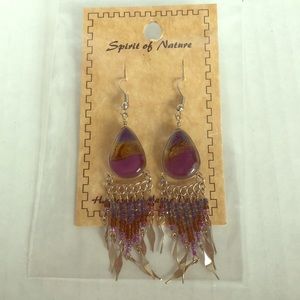 Handcrafted dangle earrings with beading